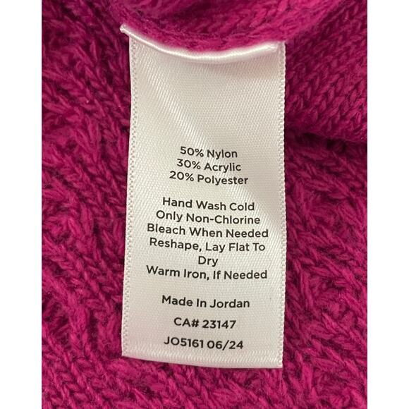 Talbots Cable Knit Button Cuff Sweater Vivid Berry Large Classy Sophisticated - Picture 9 of 9